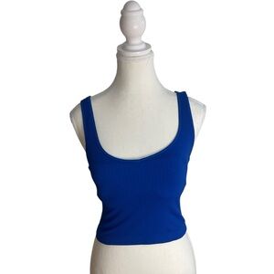 Revival Ribbed Crop Tank Top Vibrant Blue